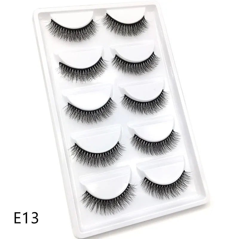 5 Pairs Multipack Faux 3D Mink Hair False Eyelashes Handmade Fluffy Long Lashes Nature Long Eye Makeup Tools Eye Lashes H13/S19