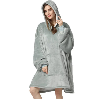 Sublimation Winter Pajamas Warm Hooded Blankets Wearable Blanket Oodie Oversized Hoodie Sherpa Custom Blanket Hoodie Oversized