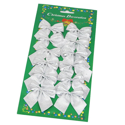 Christmas Tree Bow Decorations, New Year, Holiday Party Decoration, 6cm, 12Pcs