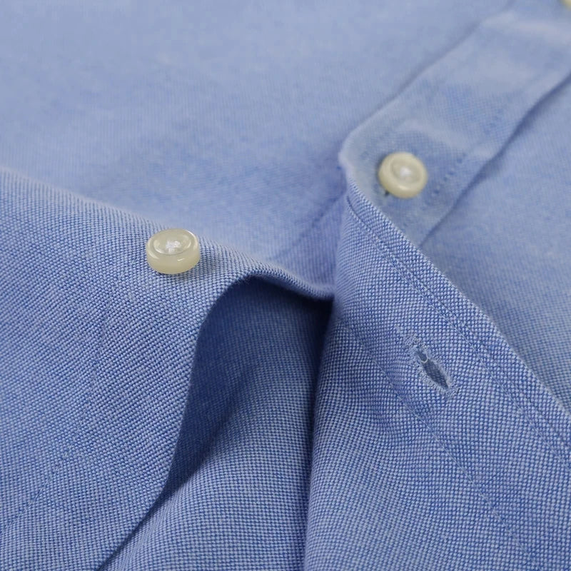 Men's Cotton Oxford Plaid Long Sleeve Casual Shirt with Pocket
