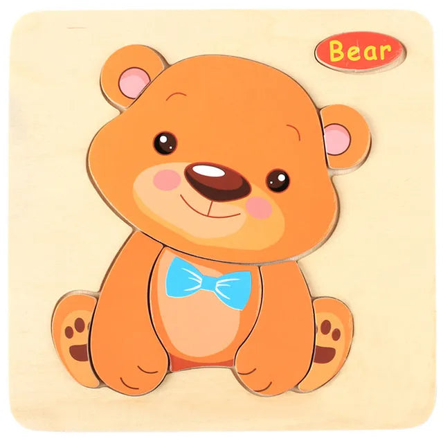 Baby Toys 3D Wooden Puzzle Jigsaw Toys for Children Cartoon Animal Puzzles Intelligence Kids Early Educational Brain Teaser Toys