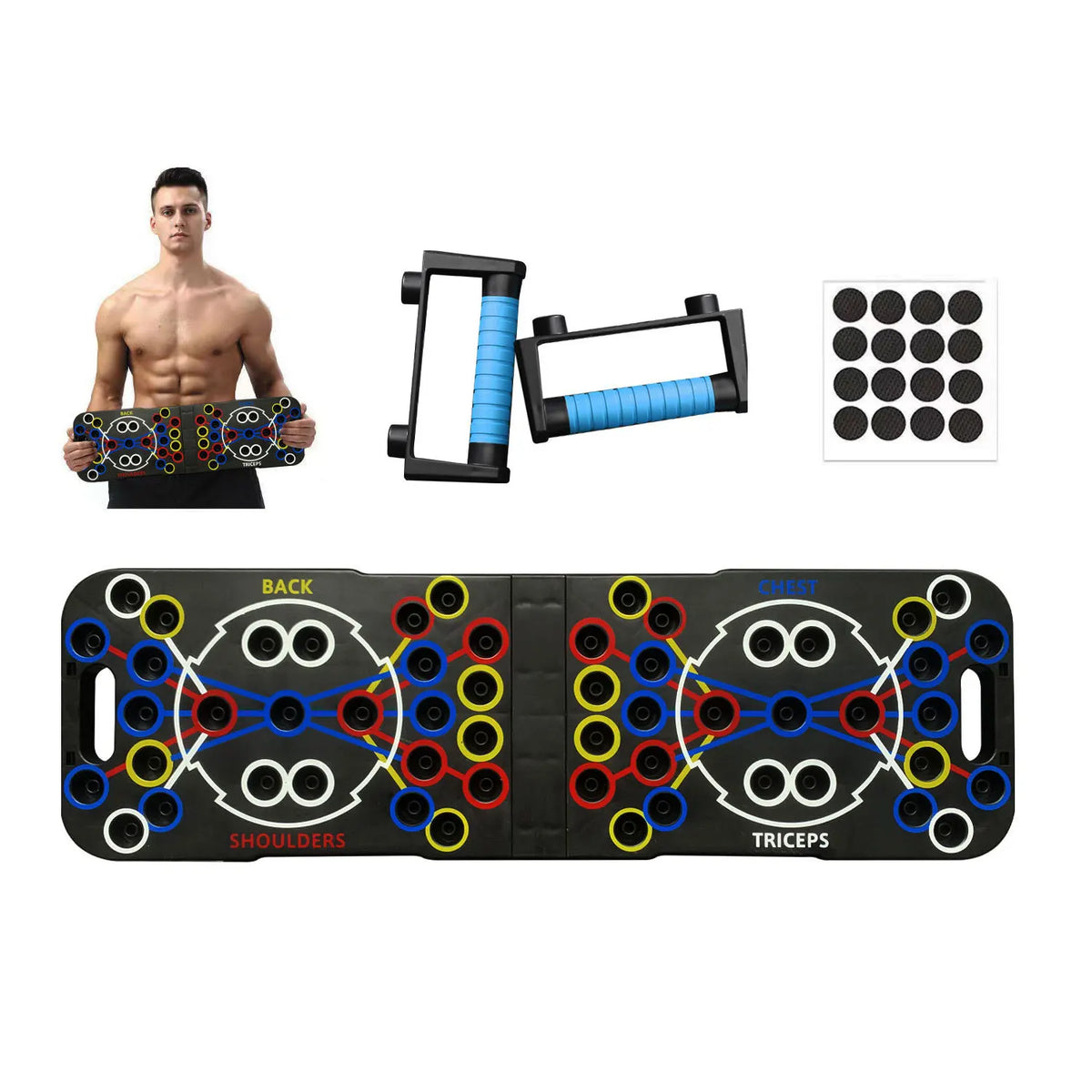 Multi-Functional Home Workout Equipment ABS Foldable Fitness Floor Chest Muscle Exercise Pushup Bar Arm Strength Board Black