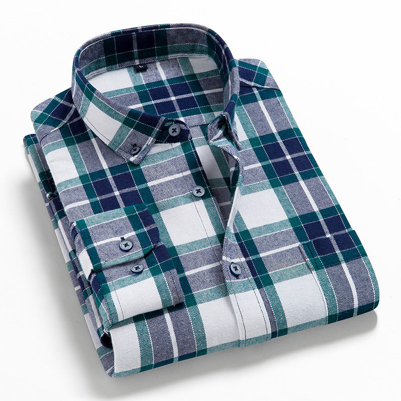 Men's Long Sleeve Plaid Cotton Shirt Casual Spring Autumn