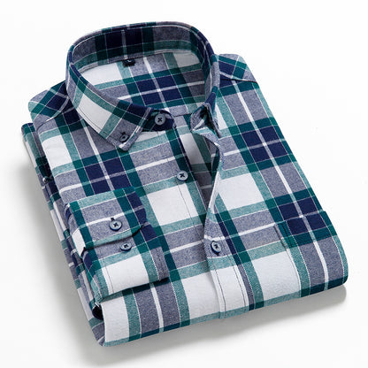 Men's Long Sleeve Plaid Cotton Shirt Casual Spring Autumn