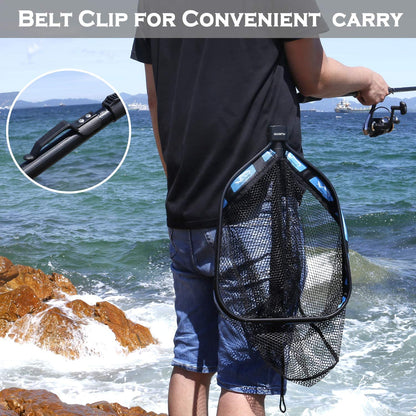 Aluminium Alloy Folded Hand Catch and Release Net  Fishing Tackle Fly Landing Rubber Fishing Net Floating Fishing Net