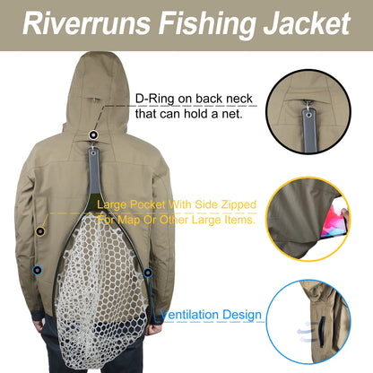 Aventik Fishing Jacket Breathable Outdoor Waterproof Rain Wading Jacket for Men Fishing Clothes Hiking Kayak and Hunting