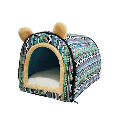 Comfortable Cat Warm Cave Lovely Bow Design Puppy Winter Bed House Kennel Fleece Soft Nest for Small Medium Dog House for Cat