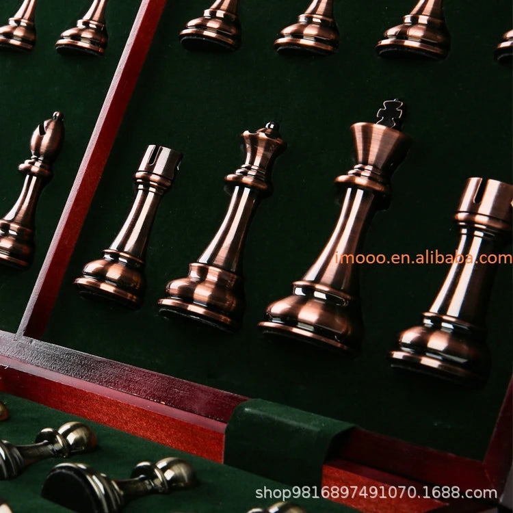 Factory Price 52CM Big Metal Glossy Chess Pieces Folding Chess Board High Grade Professional Chess Games Set