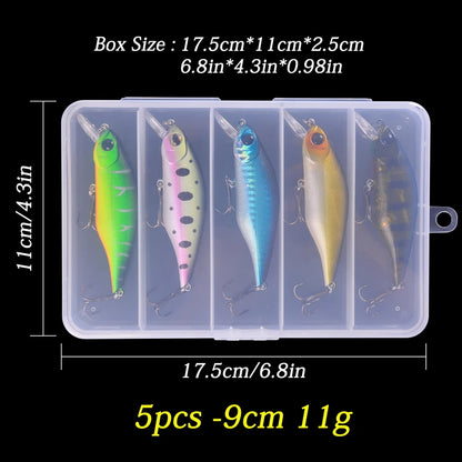 5pcs/Box 100mm Floating Popper Fishing Lure Set Artificial Hard Bait Lures Soft Rotating Tail Fishing Tackle Box