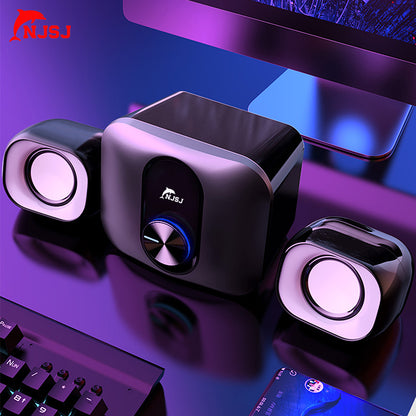 NJSJ 3W 2.1 RGB Computer Speaker With Subwoofer Great for Multimedia Laptop or PC Computers Perfect for Music Movies and Gaming