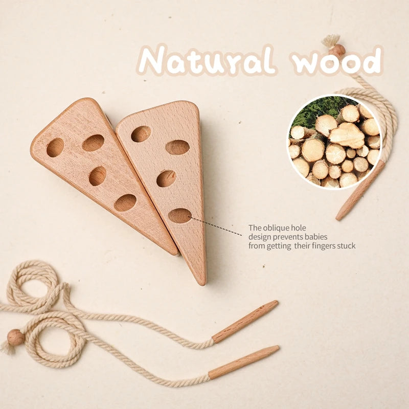 Baby Montessori Toys Activity Wooden Cheese Toys Travel Lacing Game  Early Learning Education Toys Montessori Teaching Aids Toy