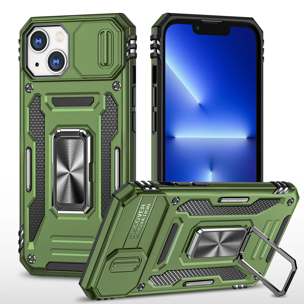 LeYi New Design Armor Shockproof Accessories With Ring Holder Slider Camera Protector Cell Phone Case for Iphone 14 Pro Max