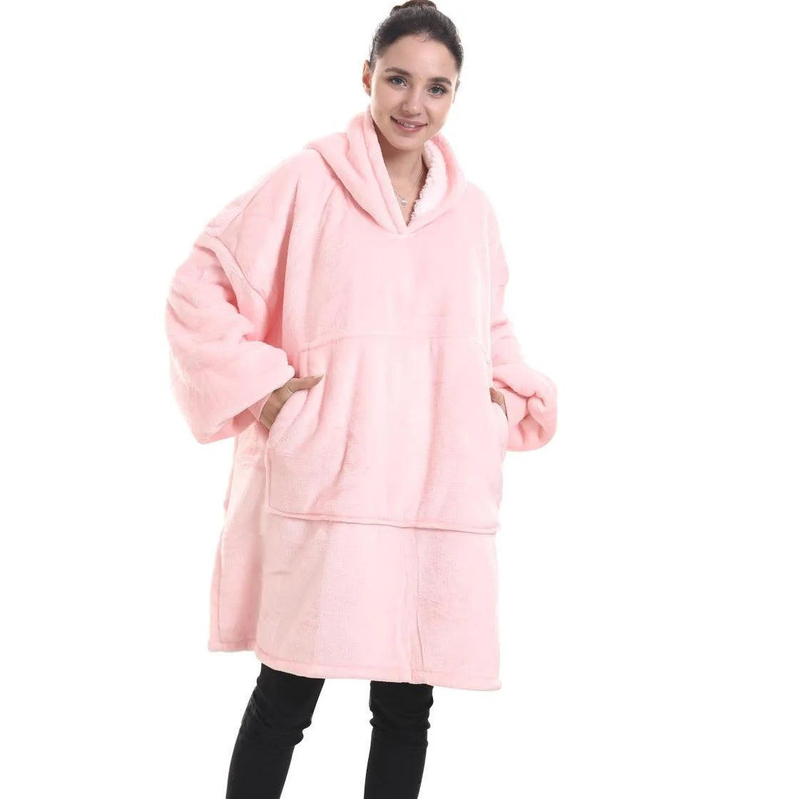 Sublimation Winter Pajamas Warm Hooded Blankets Wearable Blanket Oodie Oversized Hoodie Sherpa Custom Blanket Hoodie Oversized