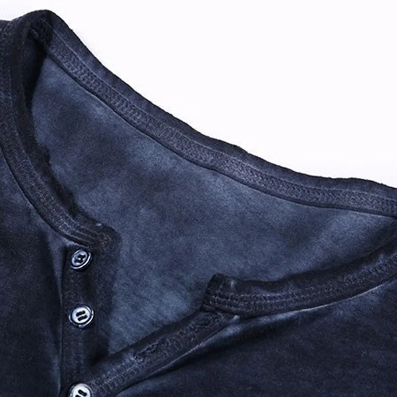 Men's Cotton V-Neck Long Sleeve Button Shirt Casual 5XL
