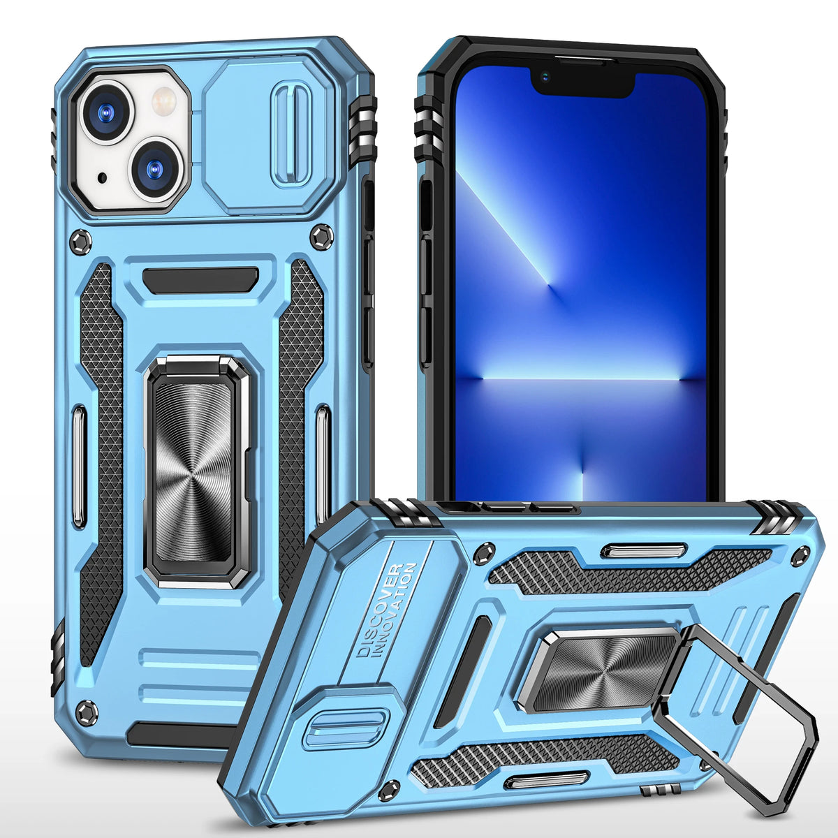 LeYi New Design Armor Shockproof Accessories With Ring Holder Slider Camera Protector Cell Phone Case for Iphone 14 Pro Max
