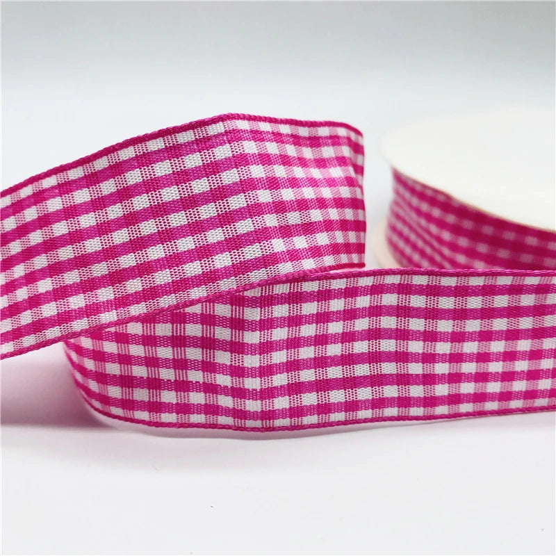 5yards/Lot 25mm Plaid Ribbon Christmas Decor Ribbon for Handmade Design Christmas Decoration DIY Gift Wrapping
