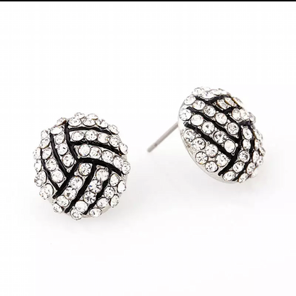 Sport Basketball Volleyball Stud Earrings for Women Bling Baseball Softball Earrings Rhinestone Crystal Ear Jewelry