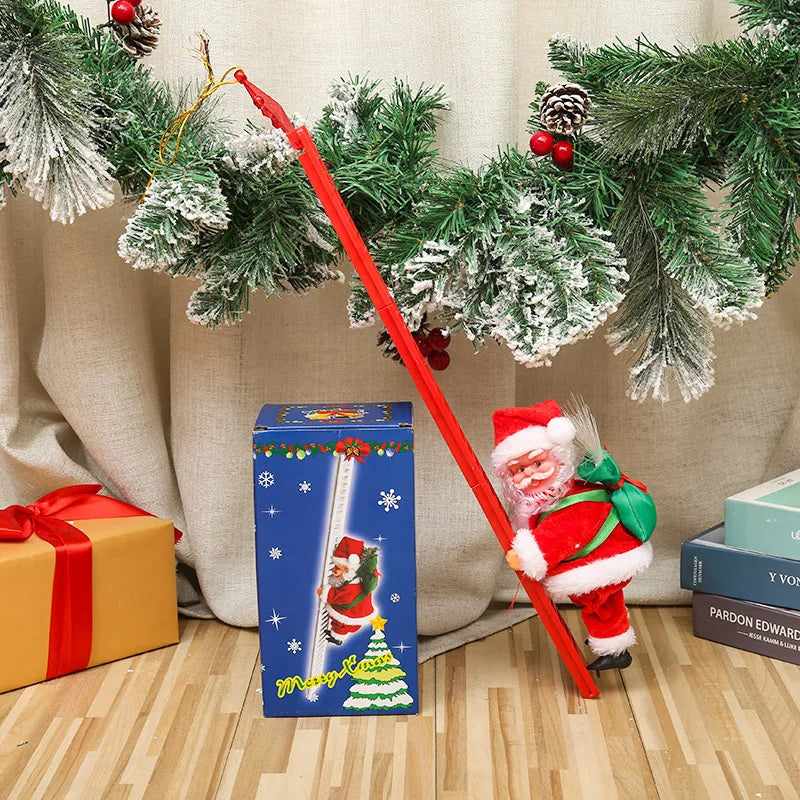 Dropshipping Santa Claus Musical Climbing Rope Ladder Electric Musical Toy Ornaments for Holiday Season MOQ 1 Piece
