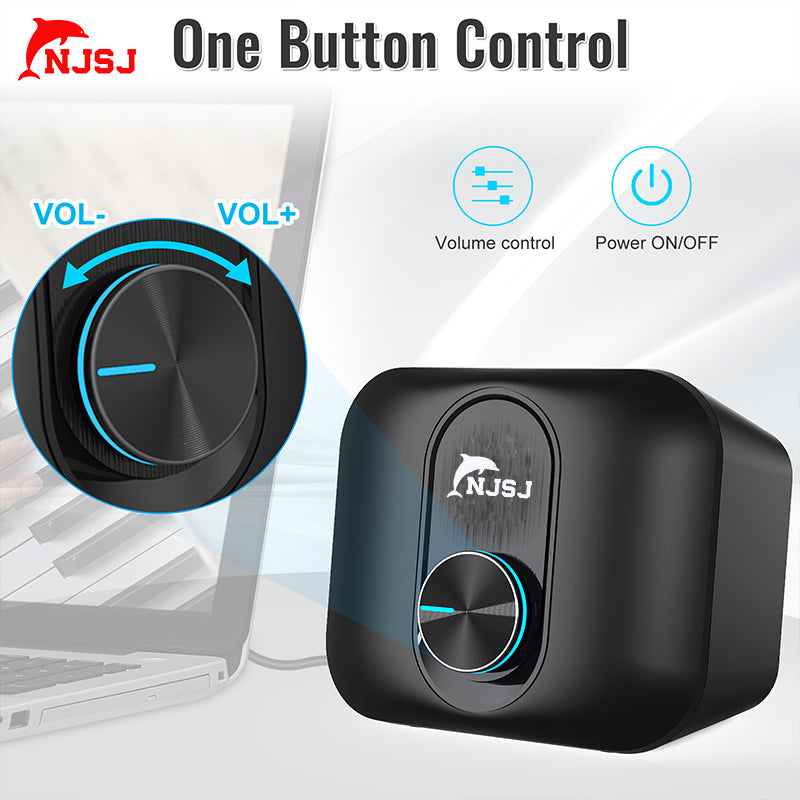 NJSJ 3W 2.1 RGB Computer Speaker With Subwoofer Great for Multimedia Laptop or PC Computers Perfect for Music Movies and Gaming