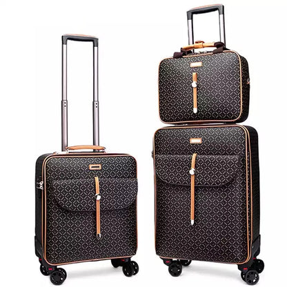 PU Spinner Rolling Luggage with Handbag Travel Suitcase for Men and Women