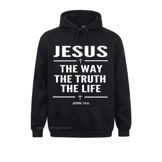 Jesus the Way the Truth the Life John 14 6 Christian Hooded Pullover Preppy Style Hoodies Fashion Men Sweatshirts Print Clothes