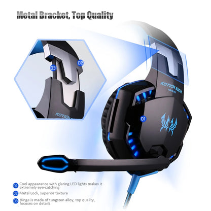 G2000 Gaming Headset Deep Bass Stereo Casque Wired Headphone Glowing Earphone With Microphone for PS5 PS4 XBOX PC Laptop