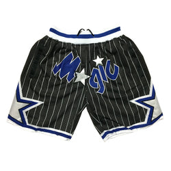 Embroidery Basketball Shorts Retro Sweat Vintage Bulls Magic Heat All Star Basketball Wear Shorts Zipper Pockets Just Men Don