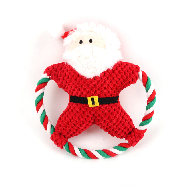 New Pet Plush Toys Dog Squeaky Cartoon Cotton Rope Christmas Toys Molar Resistant Bite Vent Toys