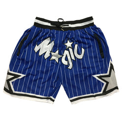 Embroidery Basketball Shorts Retro Sweat Vintage Bulls Magic Heat All Star Basketball Wear Shorts Zipper Pockets Just Men Don