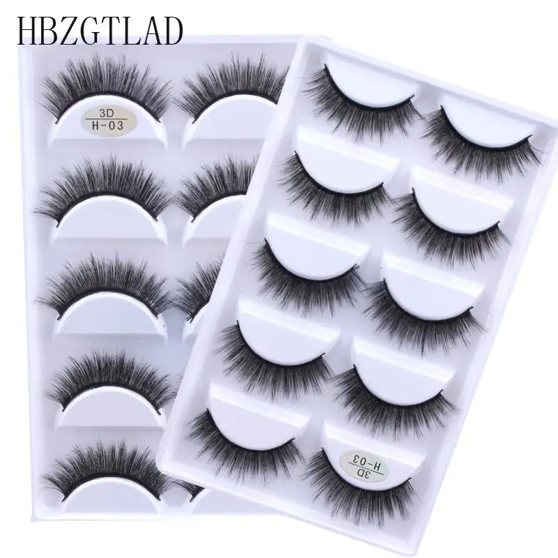 5 Pairs Multipack Faux 3D Mink Hair False Eyelashes Handmade Fluffy Long Lashes Nature Long Eye Makeup Tools Eye Lashes H13/S19