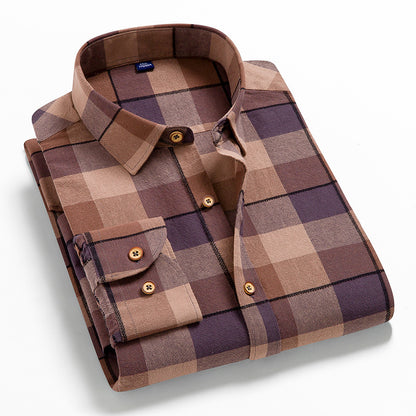 Men's Long Sleeve Plaid Cotton Shirt Casual Spring Autumn