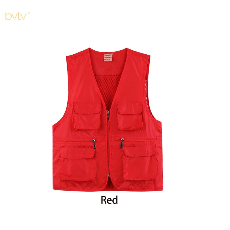 Custom Cargo Workwear Utility Fishing Mesh Multi Pocket Vest