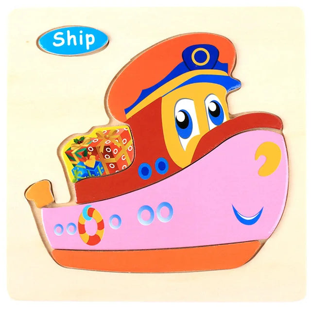 Baby Toys 3D Wooden Puzzle Jigsaw Toys for Children Cartoon Animal Puzzles Intelligence Kids Early Educational Brain Teaser Toys