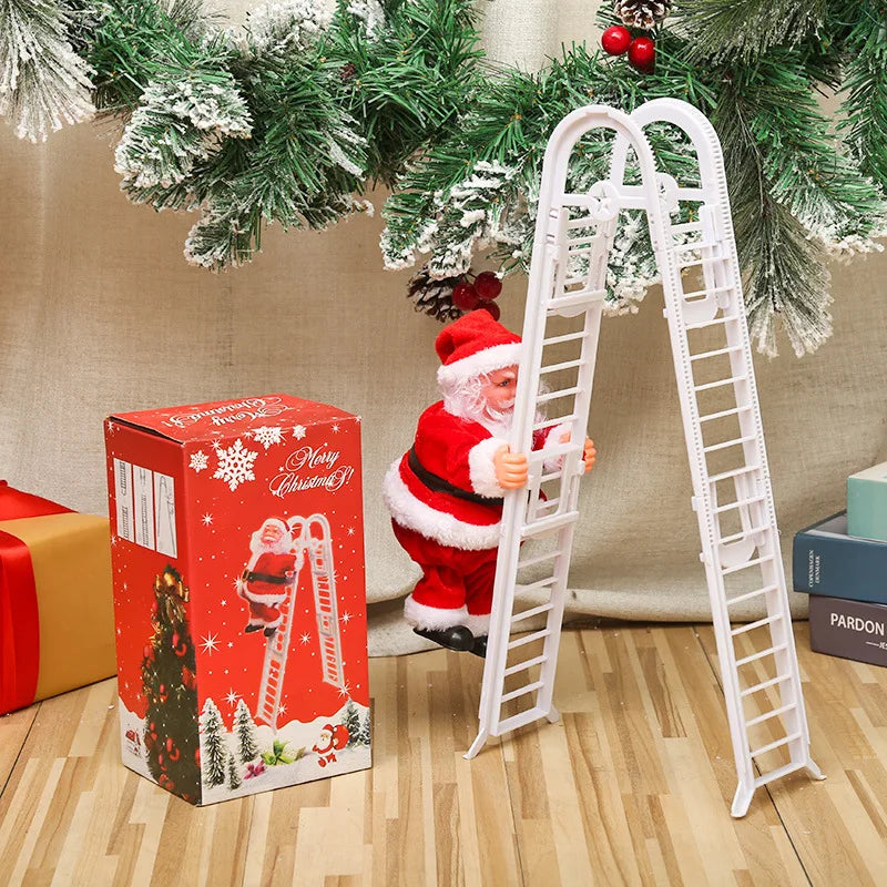 Dropshipping Santa Claus Musical Climbing Rope Ladder Electric Musical Toy Ornaments for Holiday Season MOQ 1 Piece