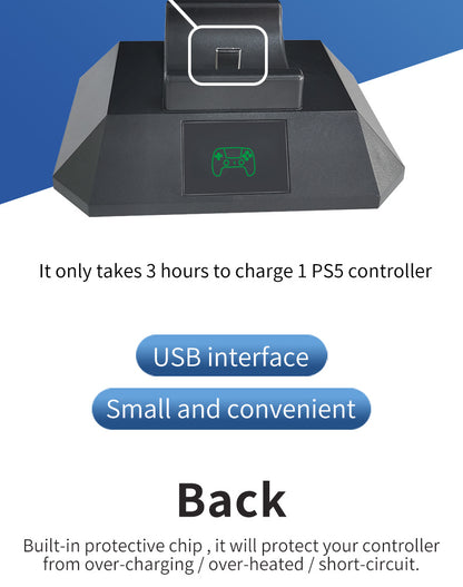 Single USB Fast Charge Expansion Dock for PS5 Controller Plastic Charger With LED Indicators
