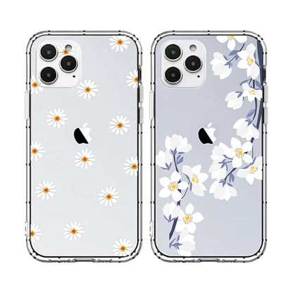Clear Daisy Floral Printed TPU Phone Case for iPhone 15 Pro Max Shockproof 16 17