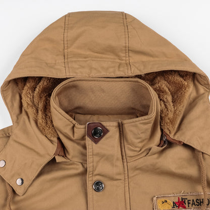 Winter Jacket Men Casual Thick Thermal Coat Green  Jackets Cargo Outwear Fleece Hooded Jacket 4XL Clothes