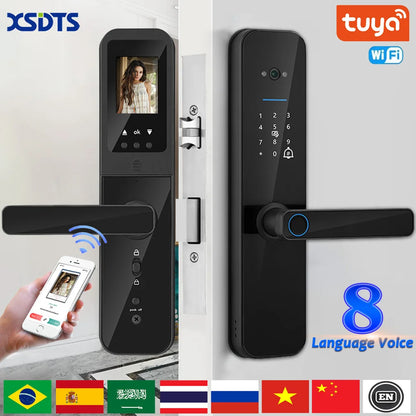 XSDTS Tuya Wifi Digital Smart Door Lock Biometric Fingerprint Unlock With Camera