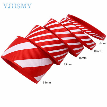 Christmas Ribbon Red White Stripes 5 Yards, Red White Candy Cane, Garland, Gifts, Wrapping, Wreaths, Bows