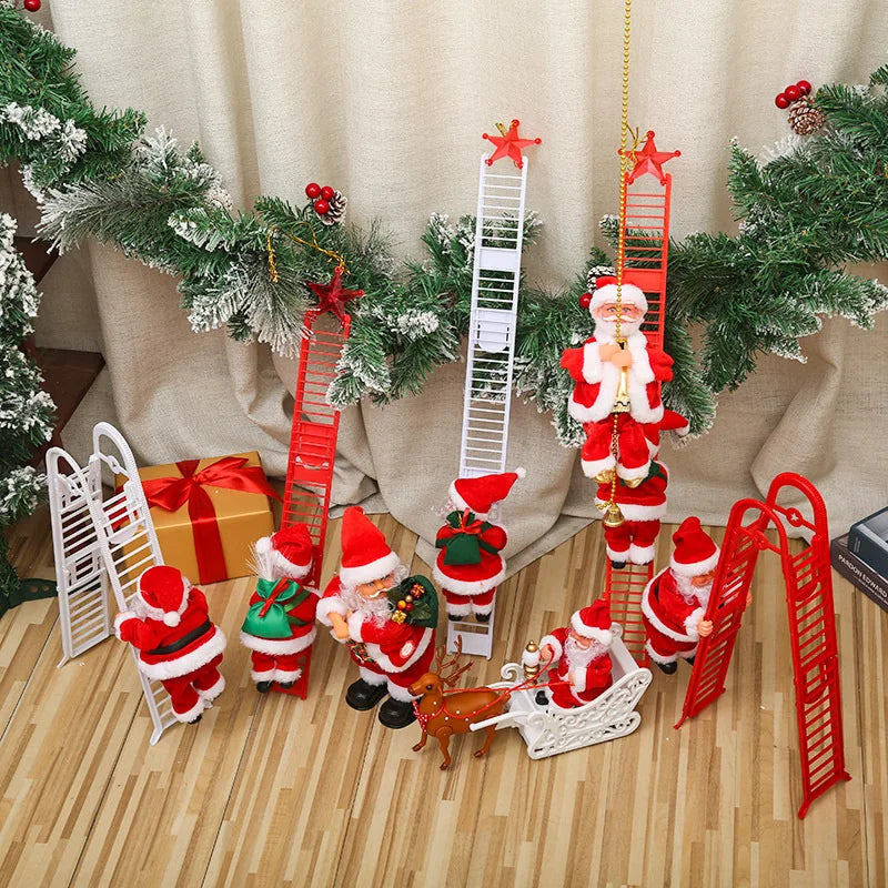Dropshipping Santa Claus Musical Climbing Rope Ladder Electric Musical Toy Ornaments for Holiday Season MOQ 1 Piece