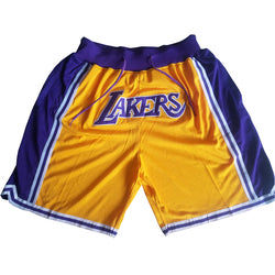 Embroidery Basketball Shorts Retro Sweat Vintage Bulls Magic Heat All Star Basketball Wear Shorts Zipper Pockets Just Men Don