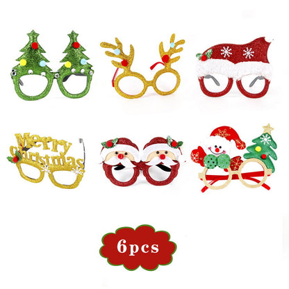 Christmas Glasses Glitter Party Glasses Frames Christmas Decoration Costume Eyeglasses for Christmas Parties Holiday Favors