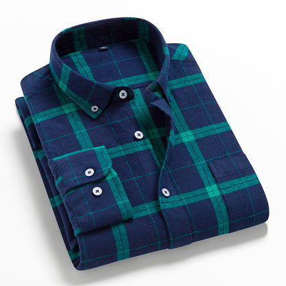 Men's Long Sleeve Plaid Cotton Shirt Casual Spring Autumn