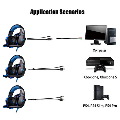 G2000 Gaming Headset Deep Bass Stereo Casque Wired Headphone Glowing Earphone With Microphone for PS5 PS4 XBOX PC Laptop