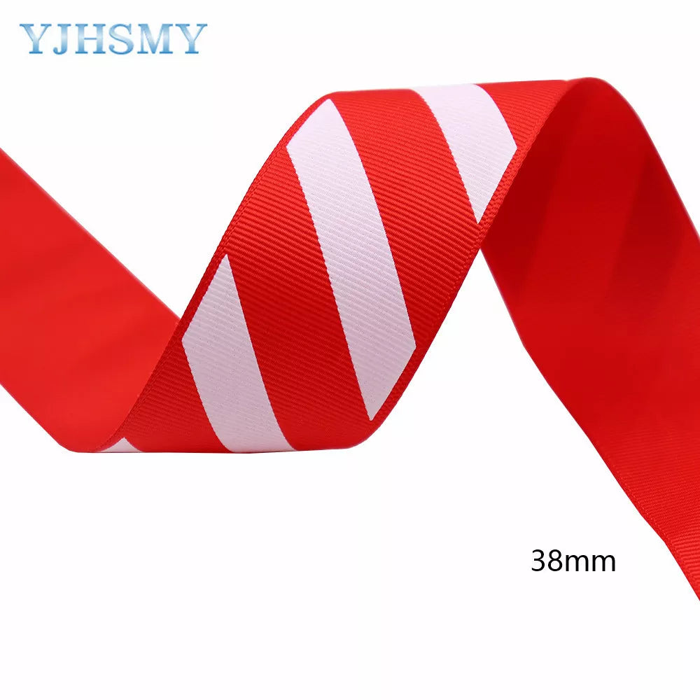 Christmas Ribbon Red White Stripes 5 Yards, Red White Candy Cane, Garland, Gifts, Wrapping, Wreaths, Bows