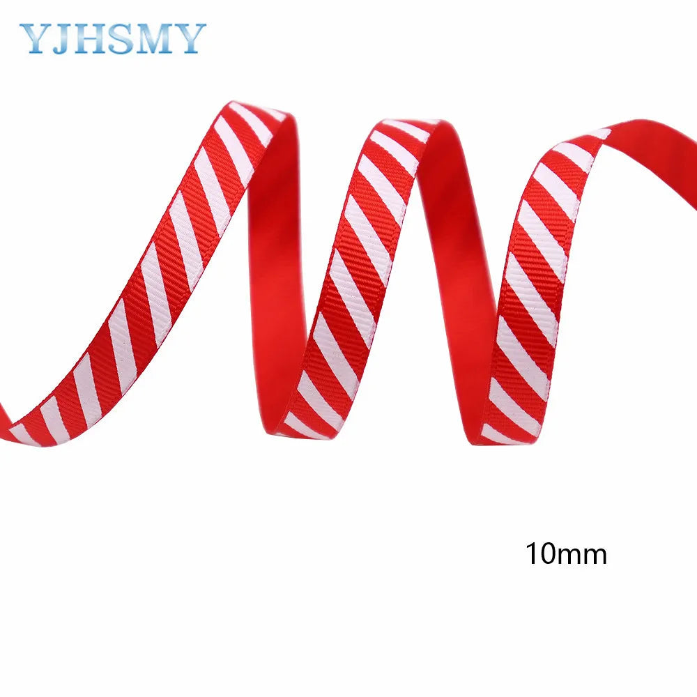 Christmas Ribbon Red White Stripes 5 Yards, Red White Candy Cane, Garland, Gifts, Wrapping, Wreaths, Bows