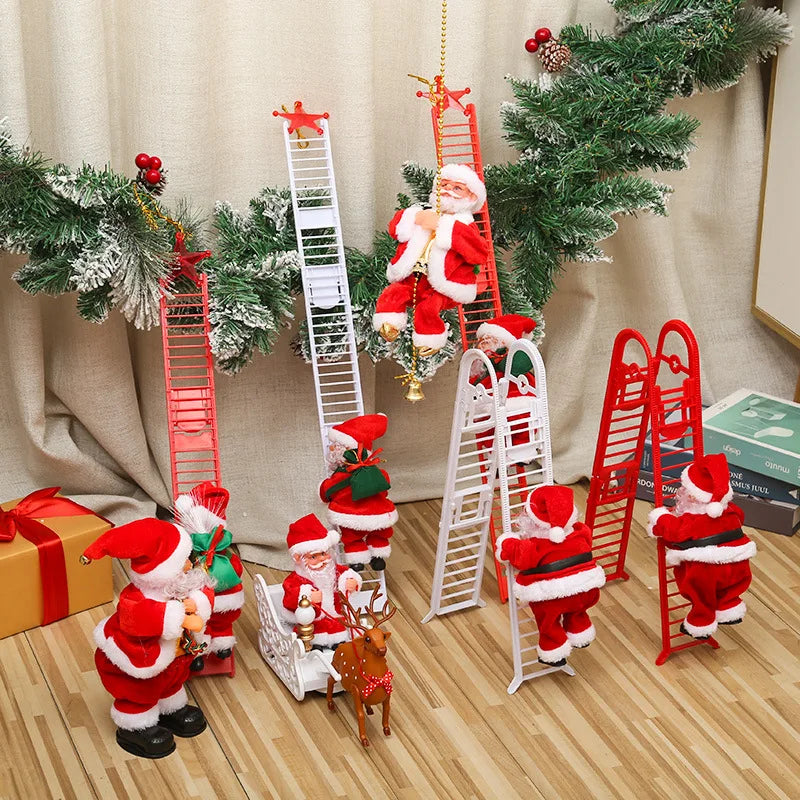 Dropshipping Santa Claus Musical Climbing Rope Ladder Electric Musical Toy Ornaments for Holiday Season MOQ 1 Piece