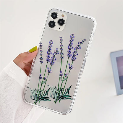 Clear Daisy Floral Printed TPU Phone Case for iPhone 15 Pro Max Shockproof 16 17
