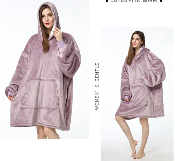 Sublimation Winter Pajamas Warm Hooded Blankets Wearable Blanket Oodie Oversized Hoodie Sherpa Custom Blanket Hoodie Oversized