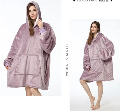 Sublimation Winter Pajamas Warm Hooded Blankets Wearable Blanket Oodie Oversized Hoodie Sherpa Custom Blanket Hoodie Oversized